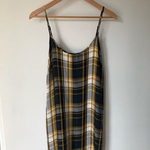 Navy and Yellow Plaid Summer Cami Dress | Size S/M